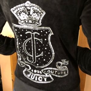 Fitted velour hooded full zip sweatshirt